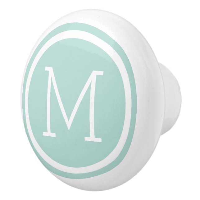 Mint Monogram Personalised Drawer Knob (Right)