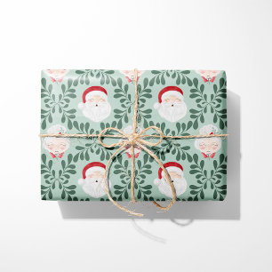 Mint Mr. & Mrs. Claus Christmas Wrapping Paper