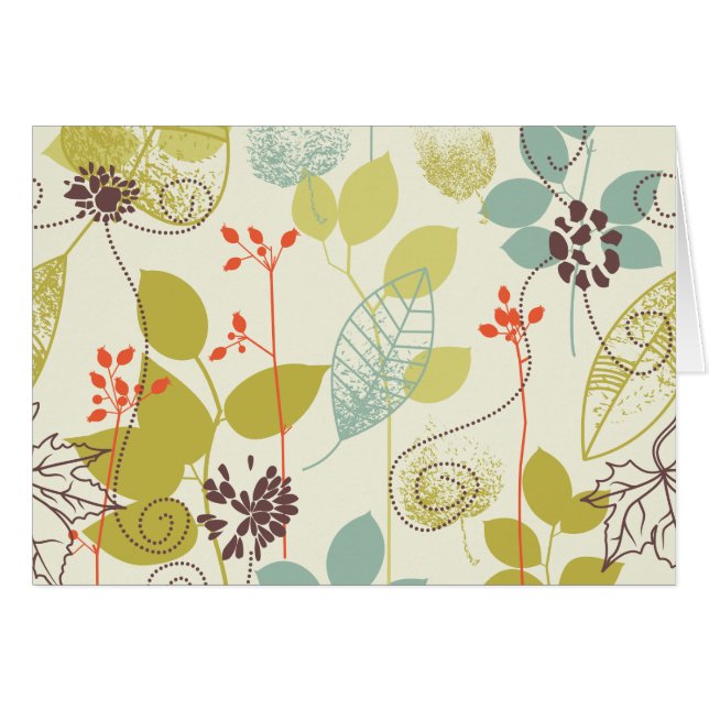 Mint n Olive Nature Patterned Blank Card (Front Horizontal)