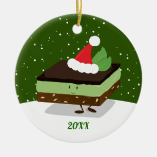 Mint Nanaimo Bar Santa Hat Year Food Christmas Ceramic Tree Decoration