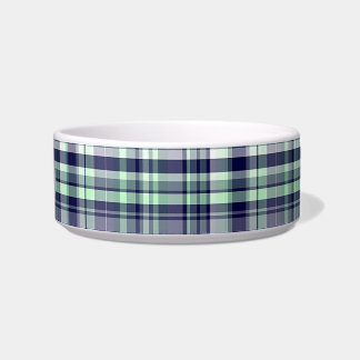 Mint, Navy Blue, White Preppy Madras Plaid Bowl