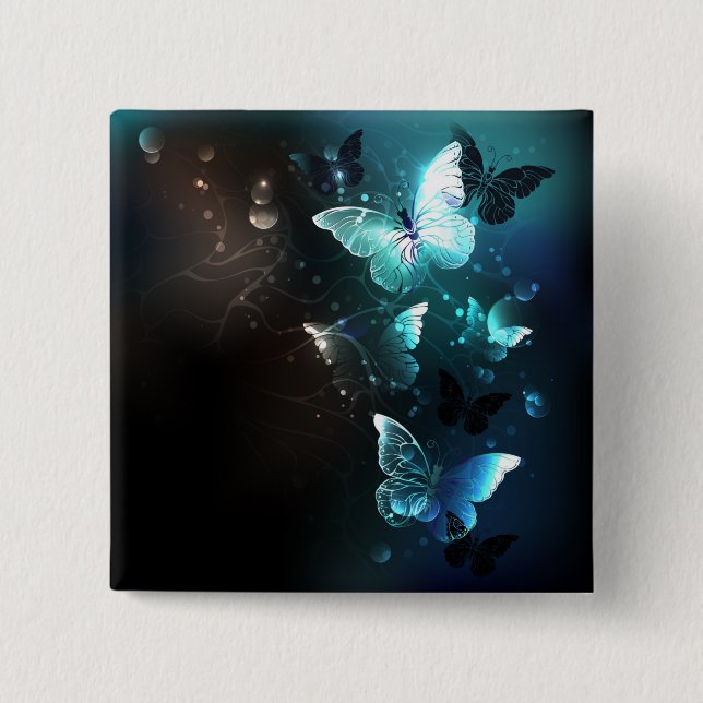Mint Night Butterflies 15 Cm Square Badge (Front)