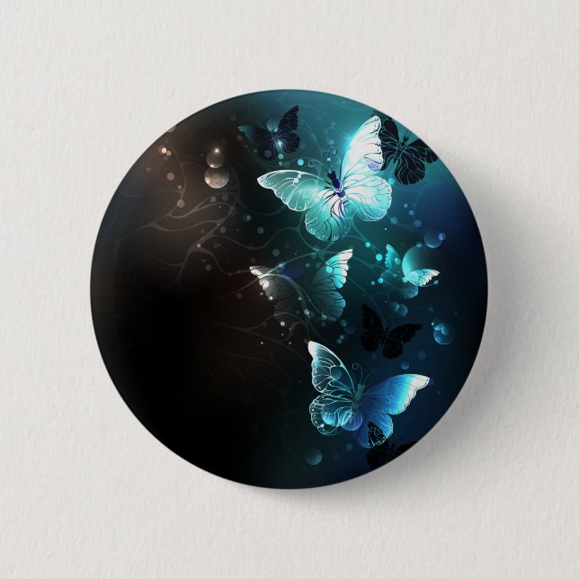 Mint Night Butterflies 6 Cm Round Badge (Front)