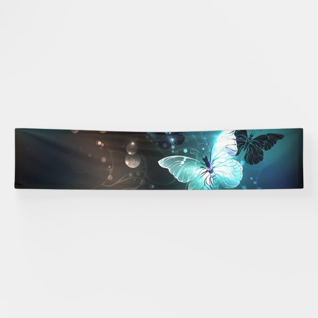 Mint Night Butterflies Banner (Horizontal)