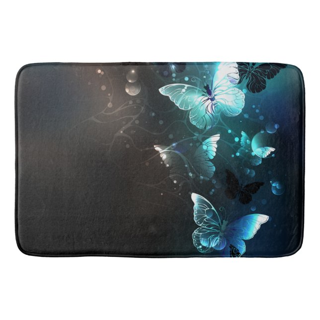Mint Night Butterflies Bath Mat (Front)