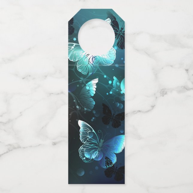 Mint Night Butterflies Bottle Tag (Front)