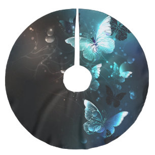 Mint Night Butterflies Brushed Polyester Tree Skirt