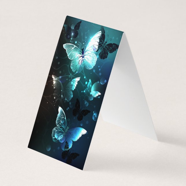 Mint Night Butterflies Business Card (Back)