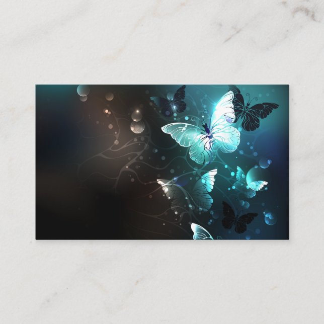 Mint Night Butterflies Business Card (Front)