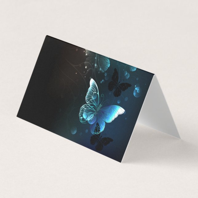 Mint Night Butterflies Business Card (Front)