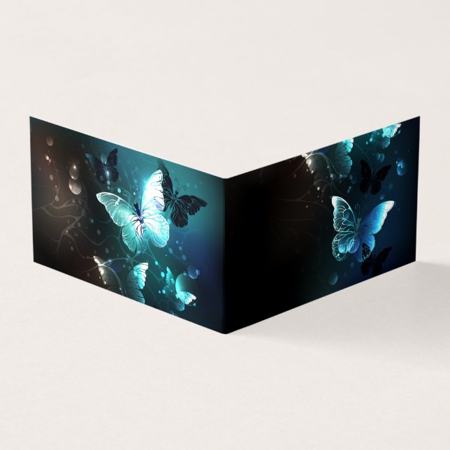 Mint Night Butterflies Business Card (Outside)