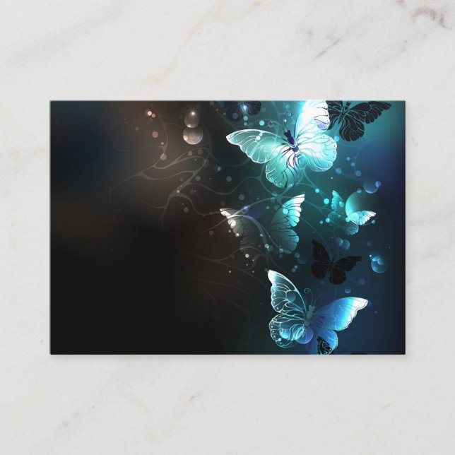 Mint Night Butterflies Calling Card (Front)