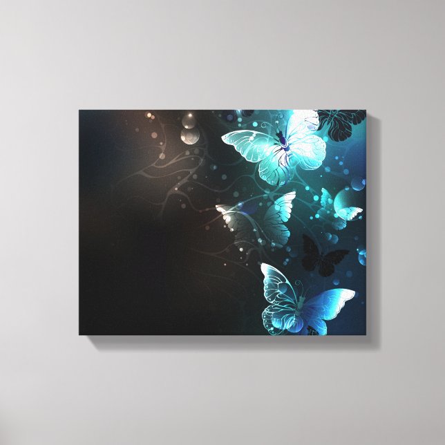 Mint Night Butterflies Canvas Print (Front)