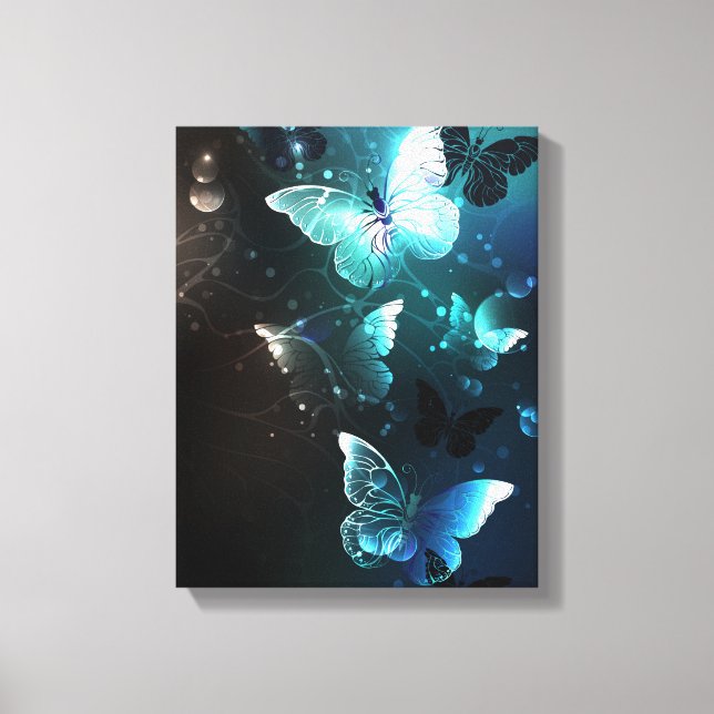Mint Night Butterflies Canvas Print (Front)