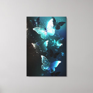 Mint Night Butterflies Canvas Print