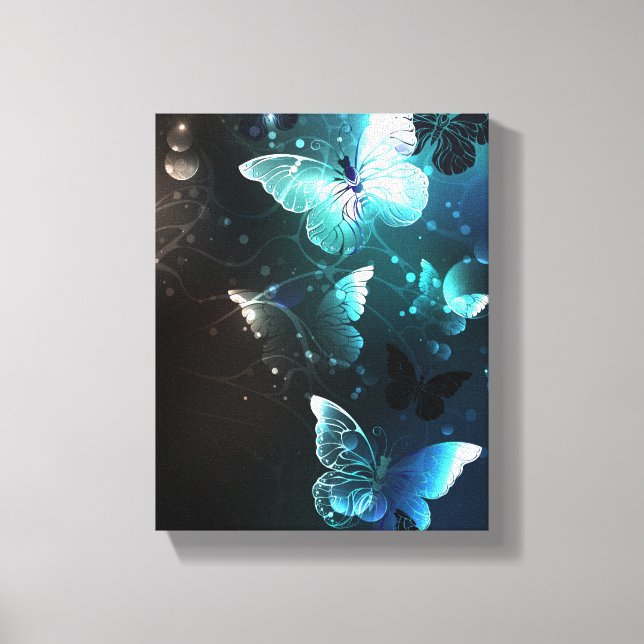 Mint Night Butterflies Canvas Print (Front)
