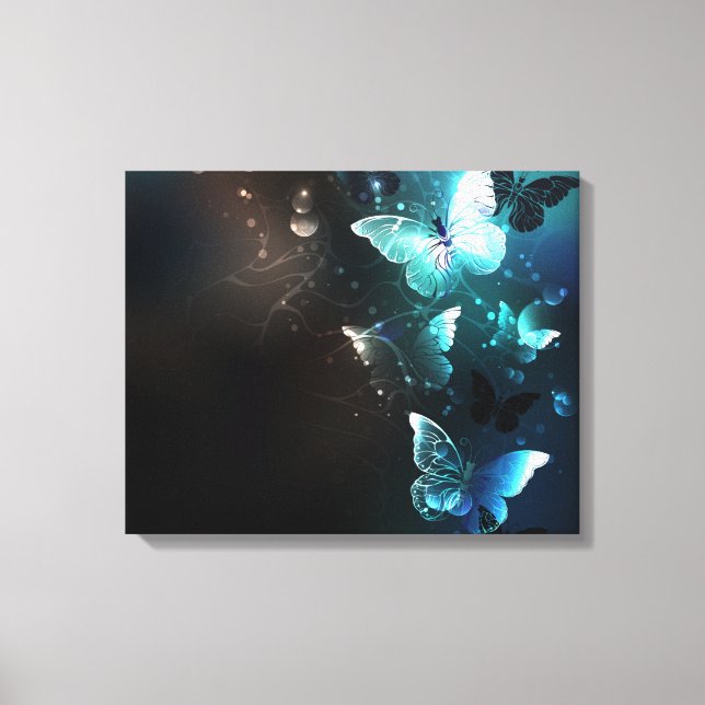 Mint Night Butterflies Canvas Print (Front)