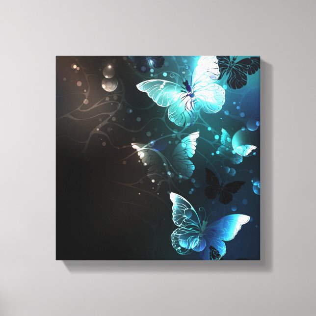 Mint Night Butterflies Canvas Print (Front)