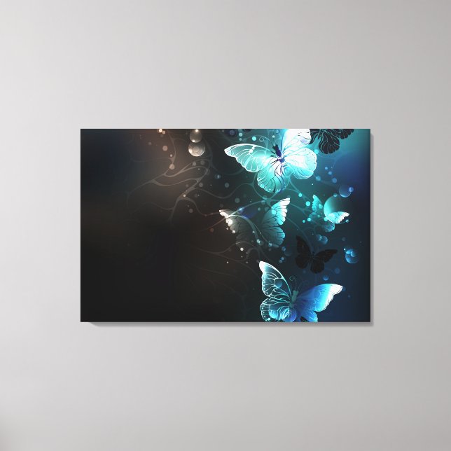 Mint Night Butterflies Canvas Print (Front)