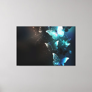 Mint Night Butterflies Canvas Print