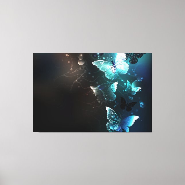 Mint Night Butterflies Canvas Print (Front)