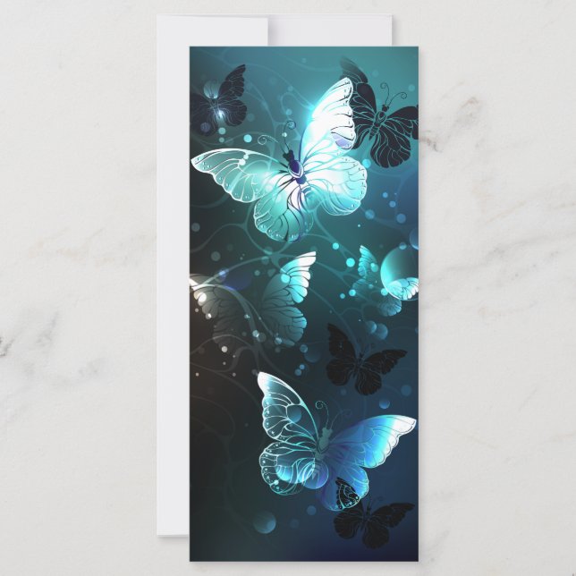 Mint Night Butterflies Card (Front)