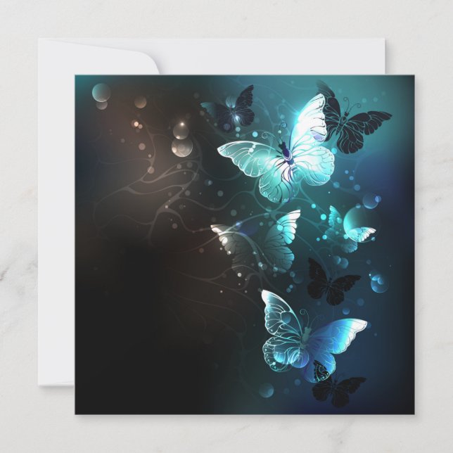 Mint Night Butterflies Card (Front)