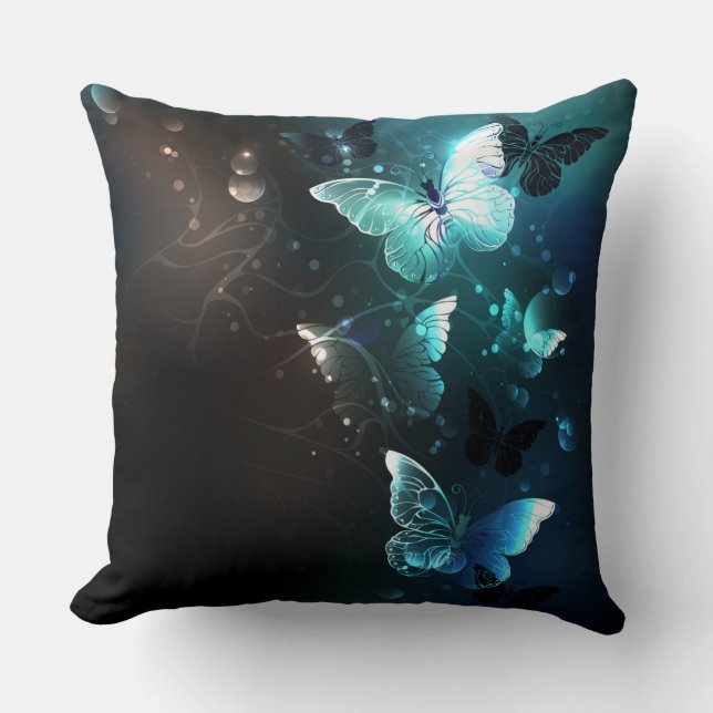Mint Night Butterflies Cushion (Front)