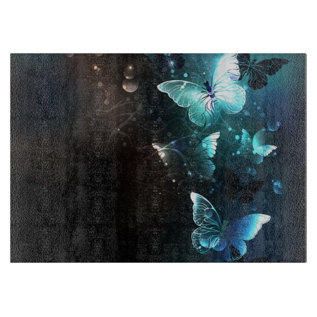 Mint Night Butterflies Cutting Board (Front)