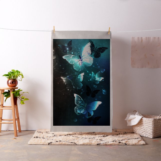 Mint Night Butterflies Fabric (In Situ)