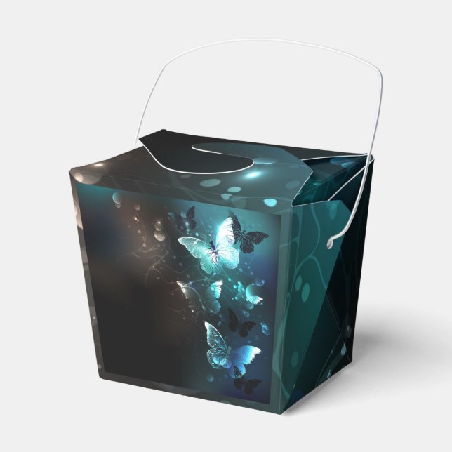 Mint Night Butterflies Favour Box (Front Side)