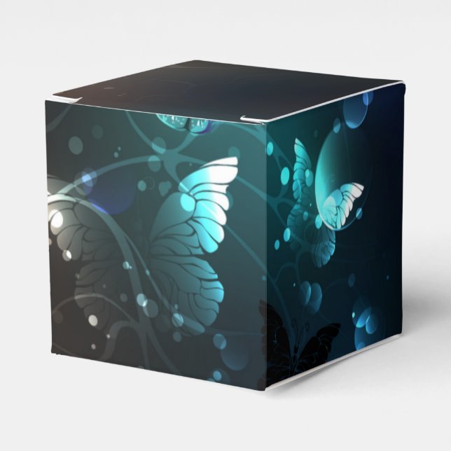 Mint Night Butterflies Favour Box (Front Side)