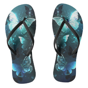 Mint Night Butterflies Flip Flops