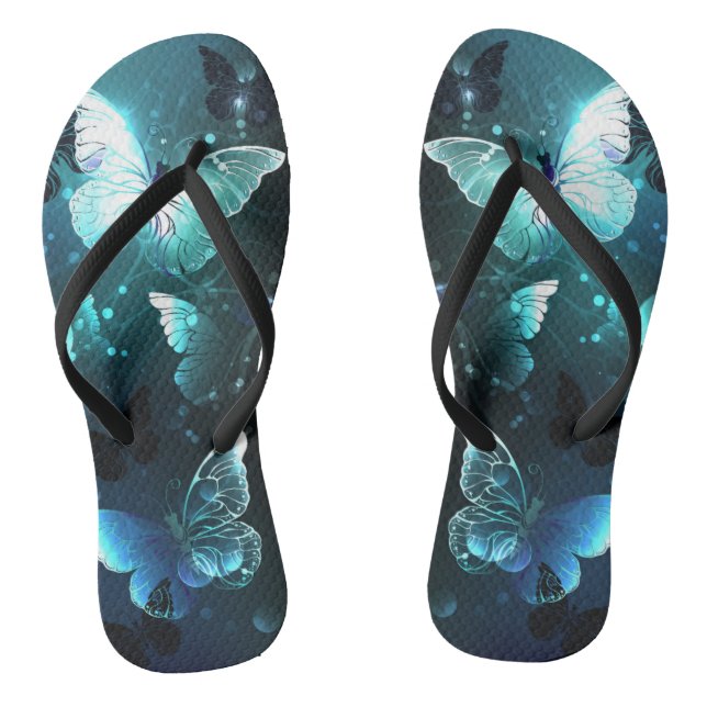 Mint Night Butterflies Flip Flops (Footbed)