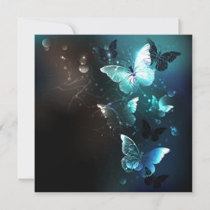 Mint Night Butterflies Holiday Card
