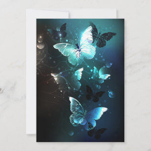 Mint Night Butterflies Invitation