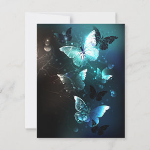 Mint Night Butterflies Invitation