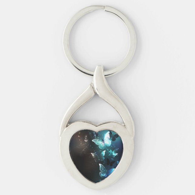 Mint Night Butterflies Key Ring (Front)