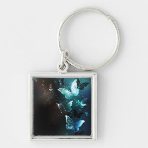 Mint Night Butterflies Key Ring
