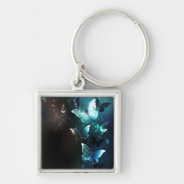 Mint Night Butterflies Key Ring (Front)