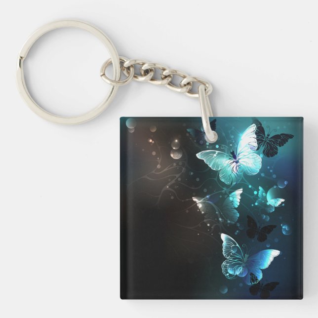 Mint Night Butterflies Key Ring (Front)