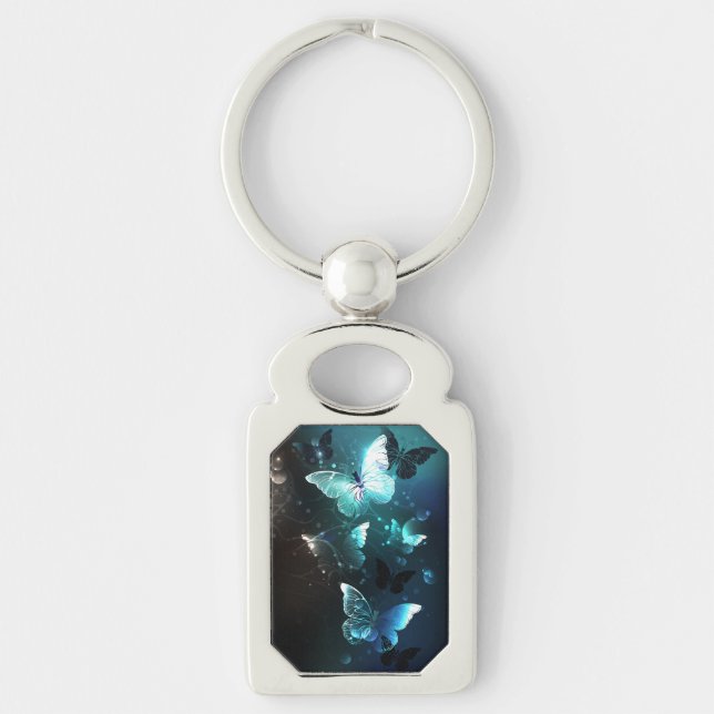 Mint Night Butterflies Key Ring (Front)