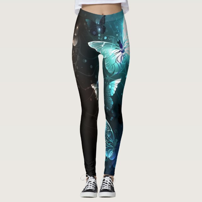 Mint Night Butterflies Leggings (Front)