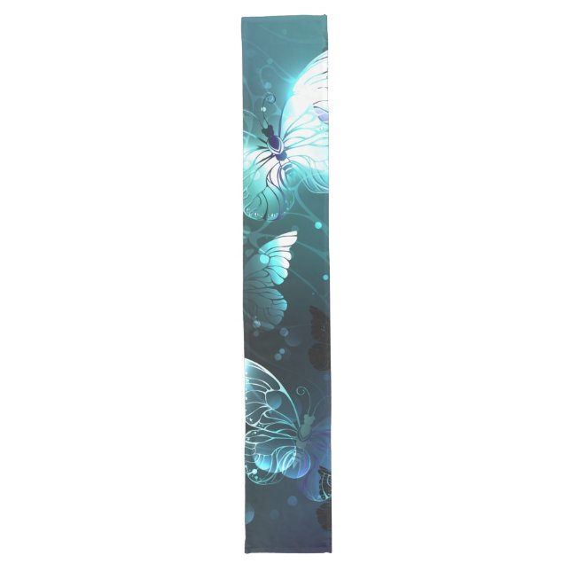 Mint Night Butterflies Long Table Runner (Front)