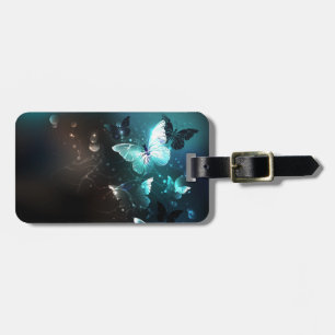 Mint Night Butterflies Luggage Tag