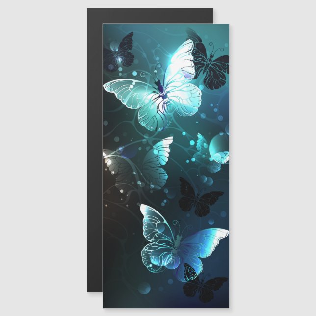 Mint Night Butterflies Magnetic Invitation (Front/Back)