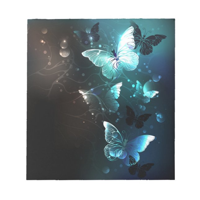 Mint Night Butterflies Notepad (Front)