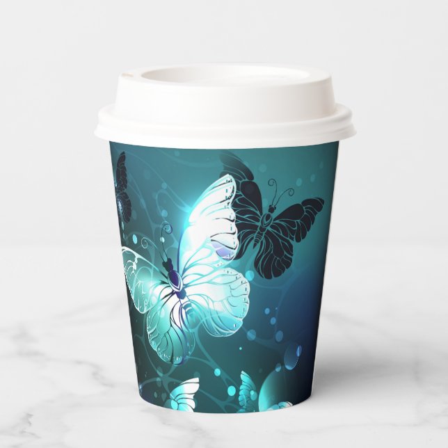 Mint Night Butterflies Paper Cups (Back)