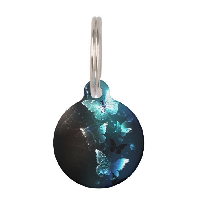 Mint Night Butterflies Pet Tag (Front)