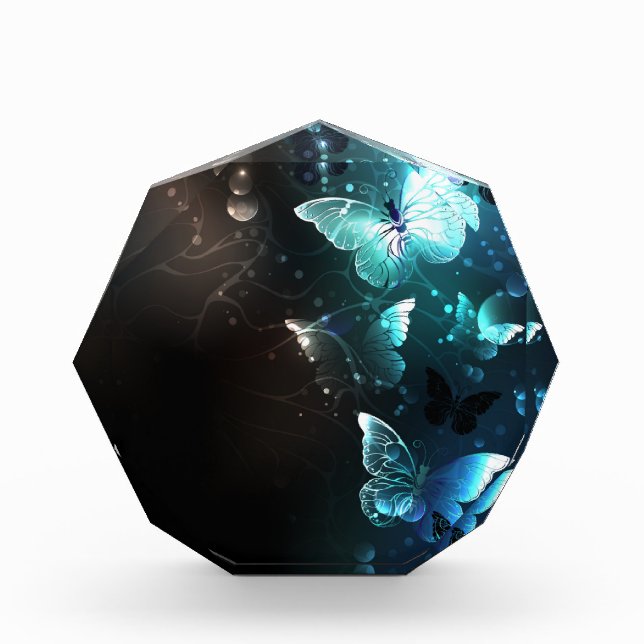 Mint Night Butterflies Photo Block (Front)